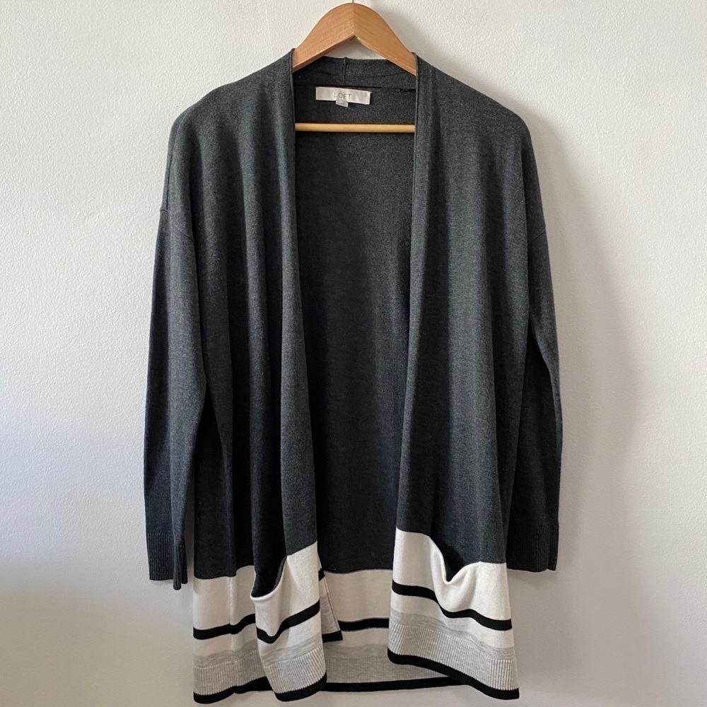 LOFT Flowy Soft Cozy Open Front Long Line Cardigan